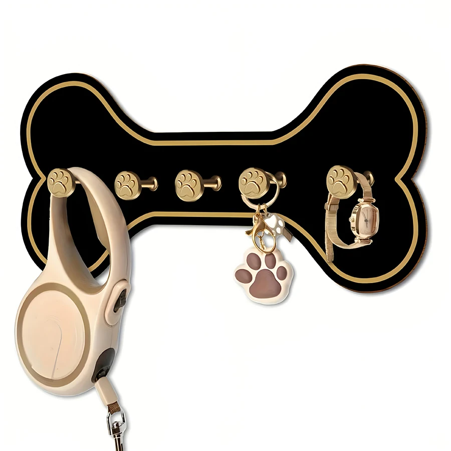 Soporte para correa para mascotas en forma de hueso de estilo rústico • Llavero de pared de madera • Organizador de almacenamiento para correa de perro - imagen 4
