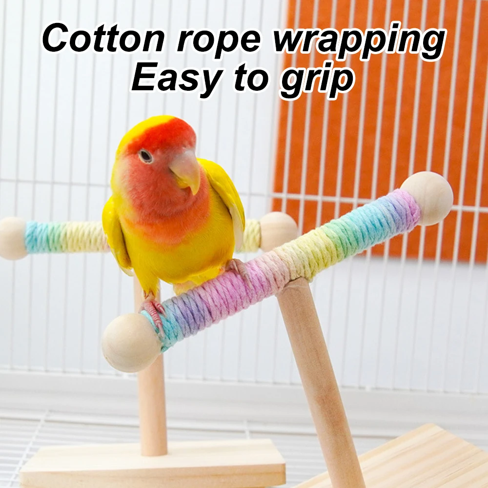 Juego de loros de Sisal de madera maciza, juguetes de pie, columpio interactivo y percha para pájaros pequeños, estación de entrenamiento, juguete oscilante en relieve, 1 ud. - imagen 4