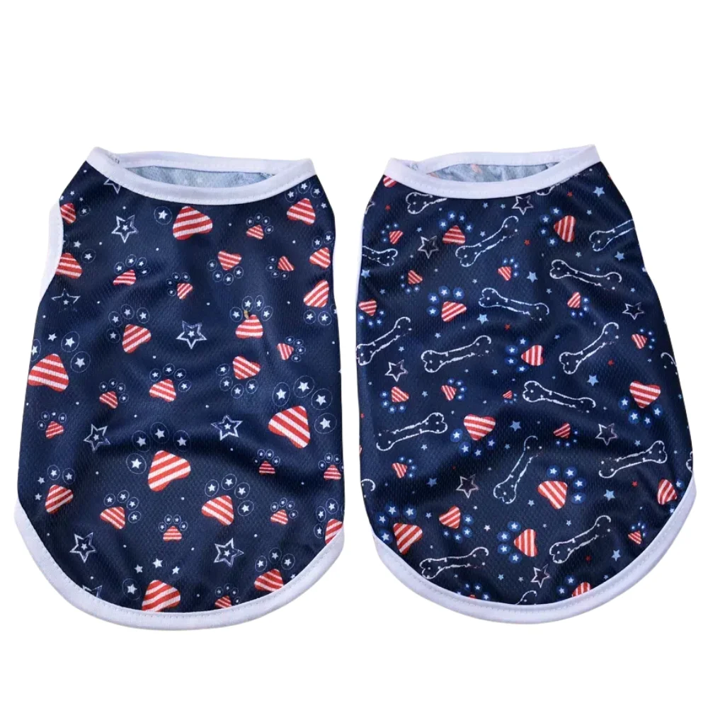 Ropa de verano para perros pequeños y medianos Día de la independencia 4 de julio Camiseta suave para cachorros Chaleco transpirable para gatos Ropa fresca para mascotas Bulldog