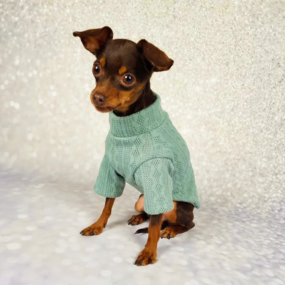 Ropa de invierno para perros, suéter de punto trenzado, ropa de cuello alto, Sudadera con capucha, prendas de punto para perros pequeños y medianos, jersey para cachorros salchicha, XS-XXL - imagen 2