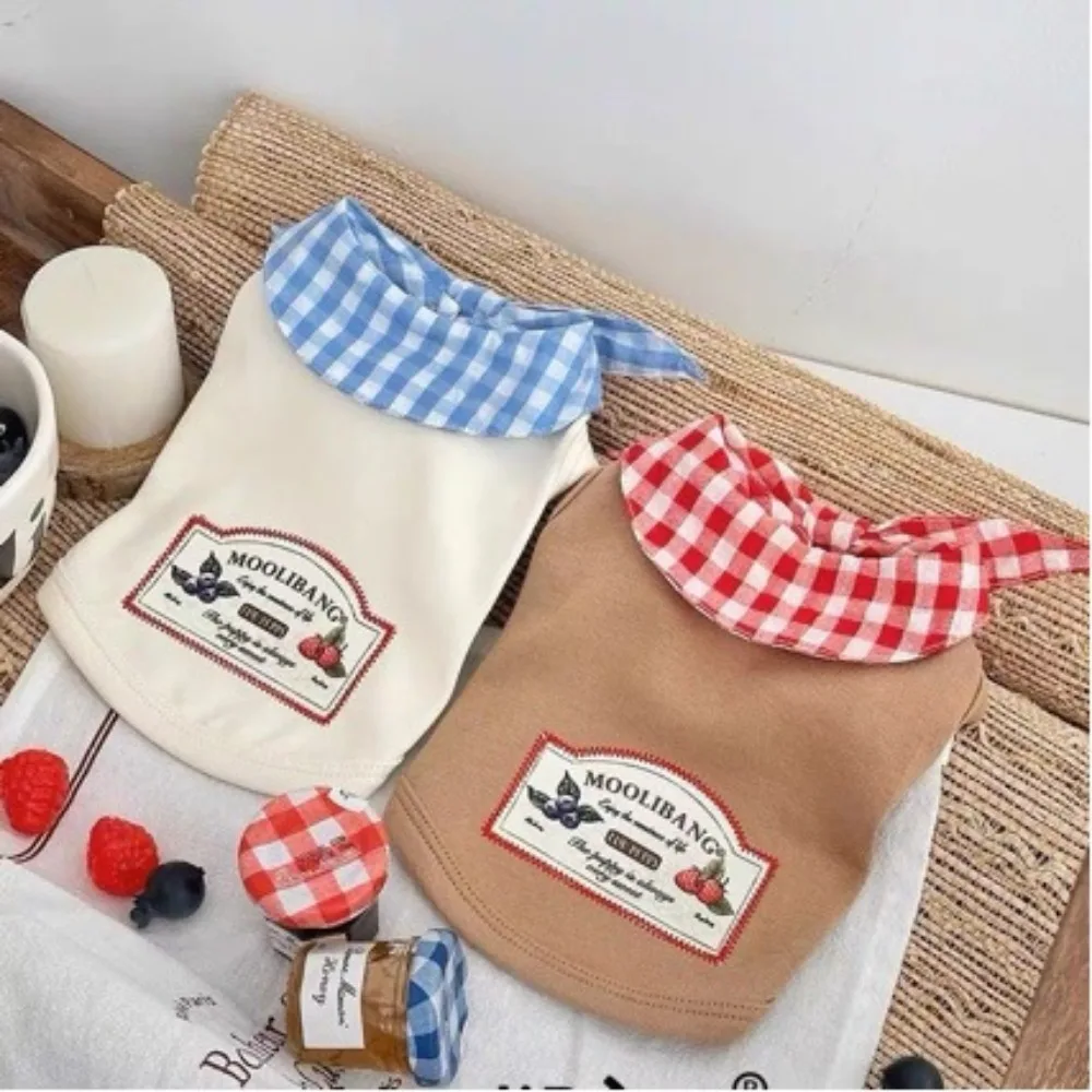 Elementos esenciales para mascotas de primavera/verano: camiseta sin mangas con cuello a cuadros y camisa con base de peluche suave, imprescindible tener ropa para perros pequeños - imagen 2
