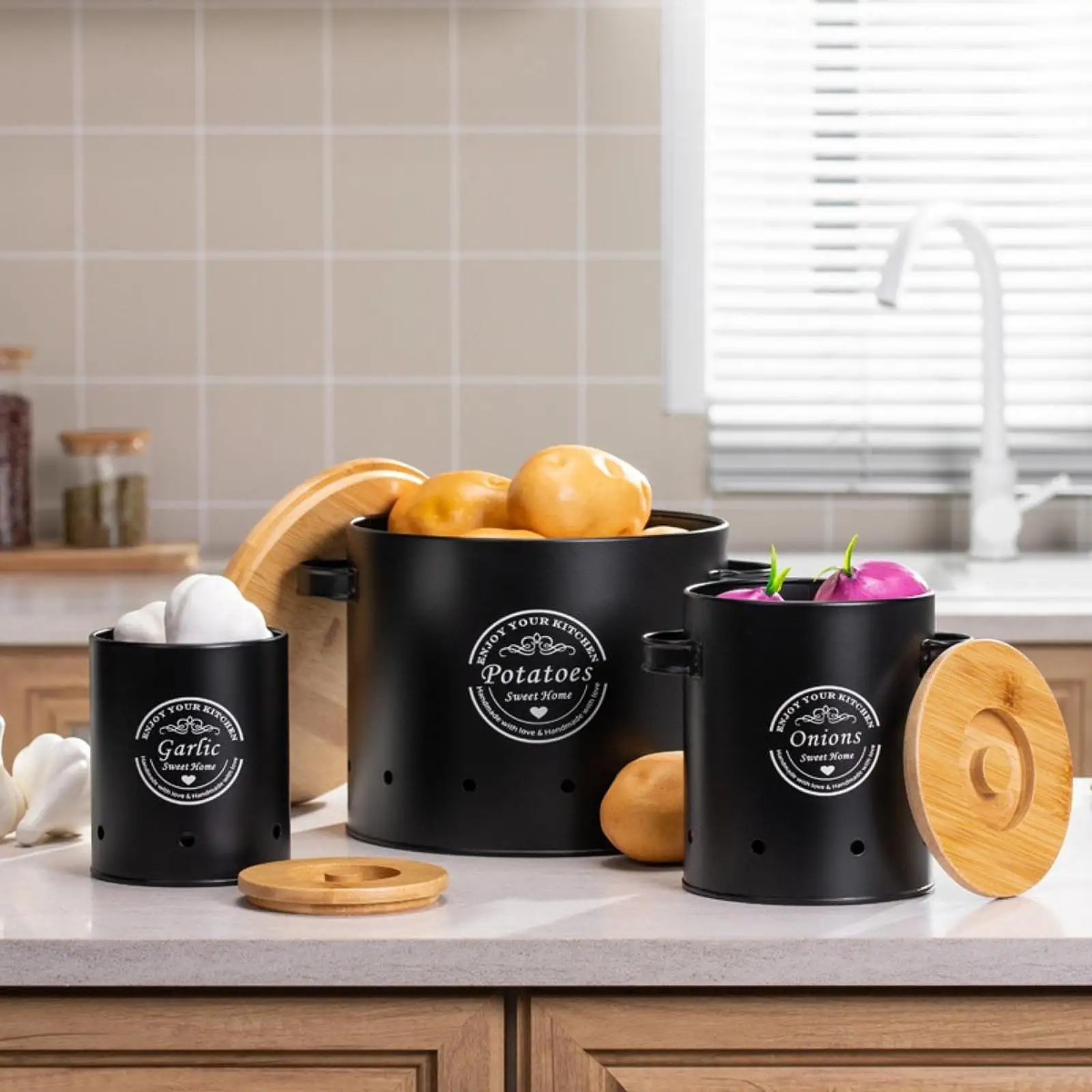 Vegetables Storage Bin, with Lid and Handle, Fresh Vegetable Keeper, Kitchen Organization Kitchen Storage Canister Vegetables Storage Bin, with Lid and Handle, Fresh Vegetable Keeper, Kitchen Organization Kitchen Storage Canister