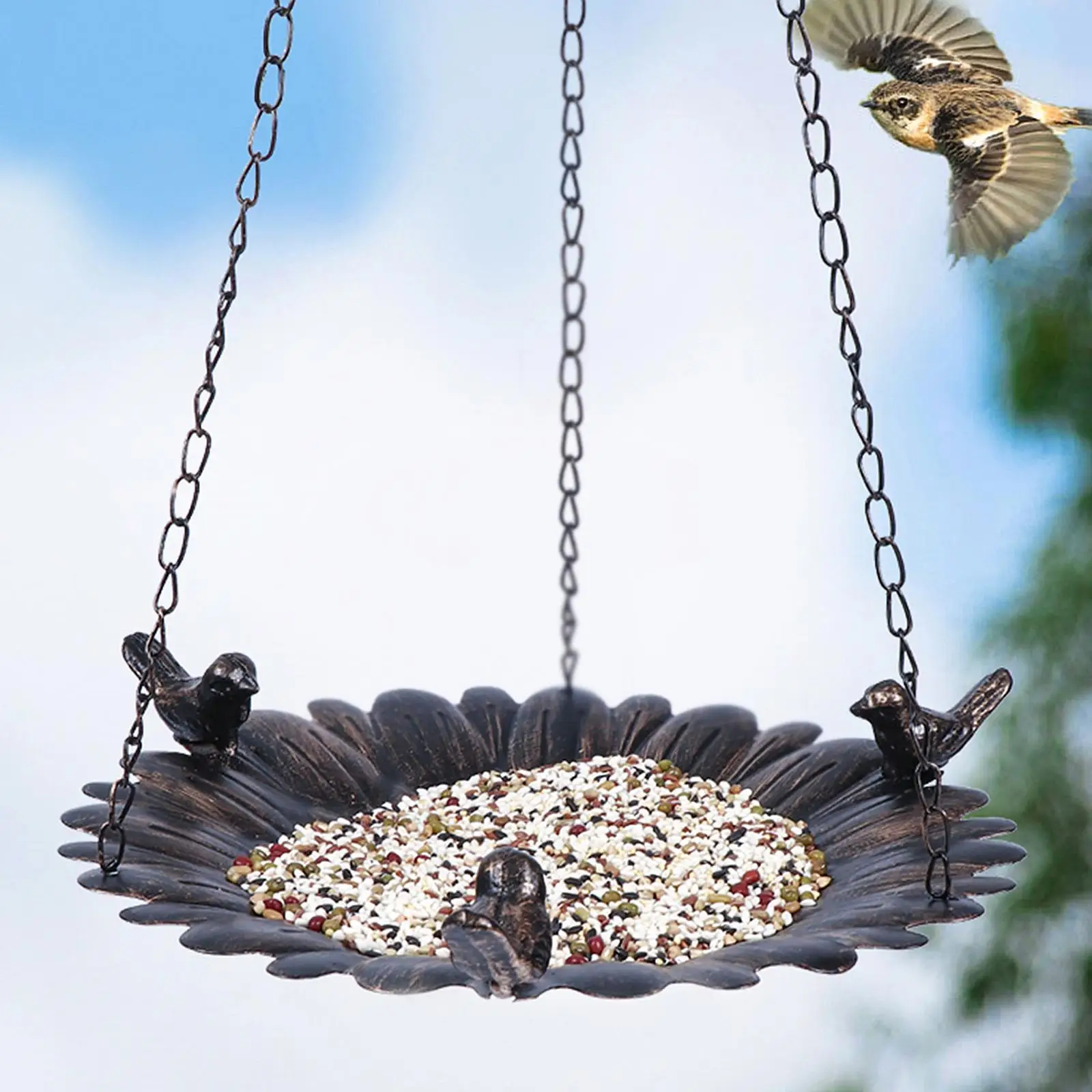 Hanging Bird Bath Bird Feeder Trendy Metal Practical Lightweight Water Bowl Feeding Dish for Sparrows Hummingbirds Courtyard