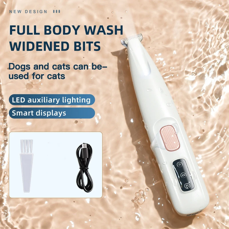 Recortadora de patas de perro con luz LED, cortadora de pelo de mascotas totalmente impermeable con pantalla LED, cortapelos de perro para aseo, hoja ancha de 18mm, nuevo - imagen 5