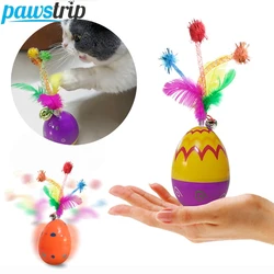 Juguetes interactivos para gatos, divertido juguete de burlas con plumas para mascotas, juguete con sonido para mascotas, vaso para gatitos, juguete con campana pequeña, accesorios para gatos