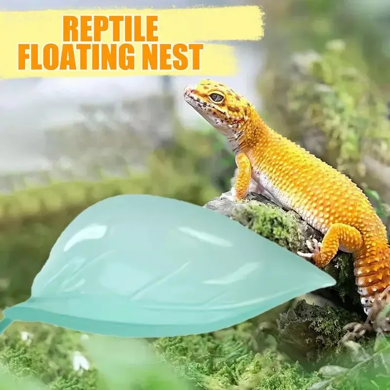 Ventosa de hoja simulada para reptiles, decoración de hábitat, terraza de descanso para tomar el sol, adorno de paisaje de tanque de ranas Geckos para reptiles - imagen 4