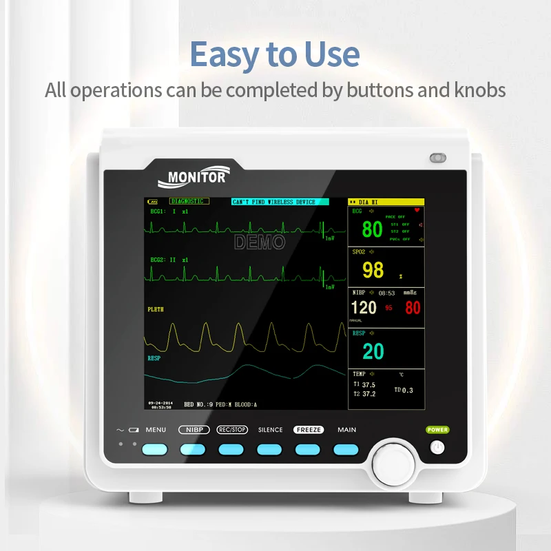 Monitor de signos vitales veterinario 8” – ECG, presión arterial, temperatura y saturación - imagen 4