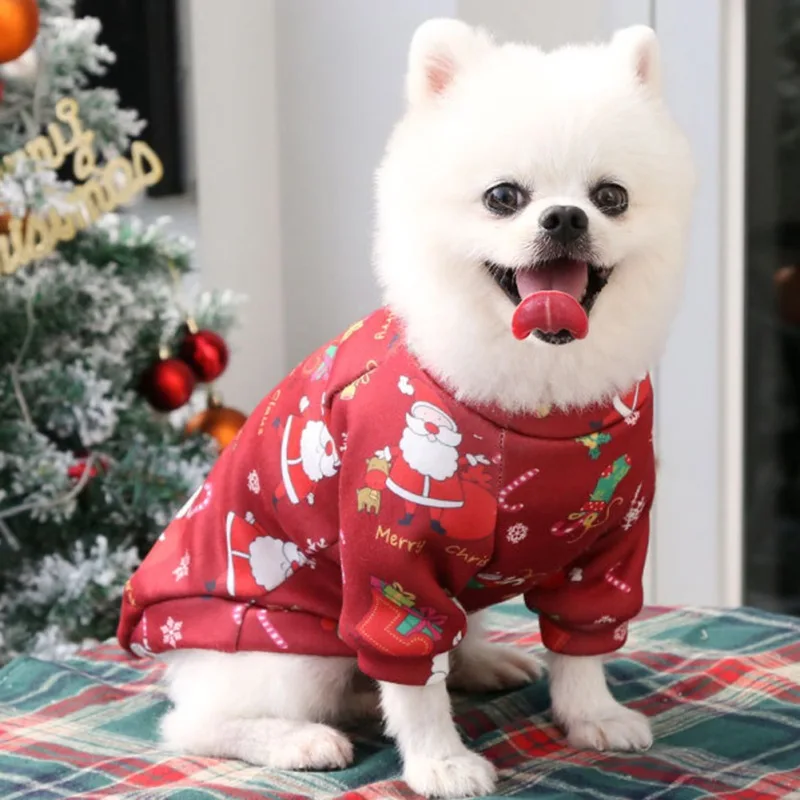Traje navideño para perro, sudadera cálida, suave y transpirable, ropa para cachorros, perros pequeños y medianos - imagen 4