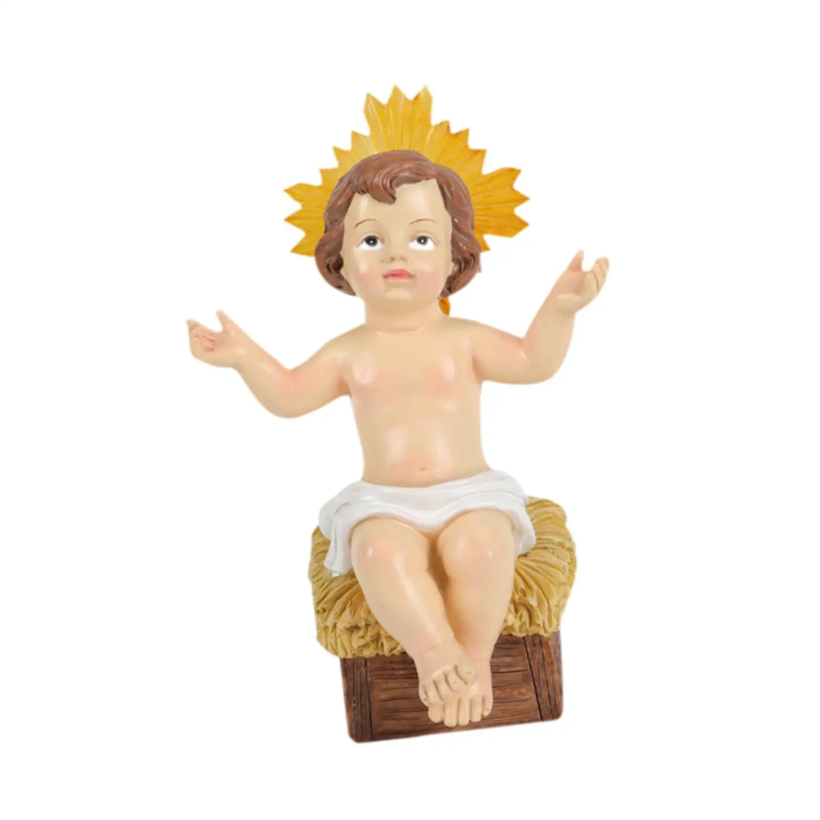 Figura Niño Jesús – Tallado detallado y acabado liso para estanterías - imagen 4