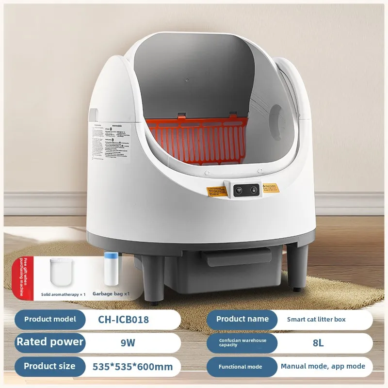 Caja de arena para gatos autolimpiante automática con Control por aplicación, bandeja de arena para gatos semicerrada inteligente, suministros de bandeja de arena para gatos inodoro - imagen 2