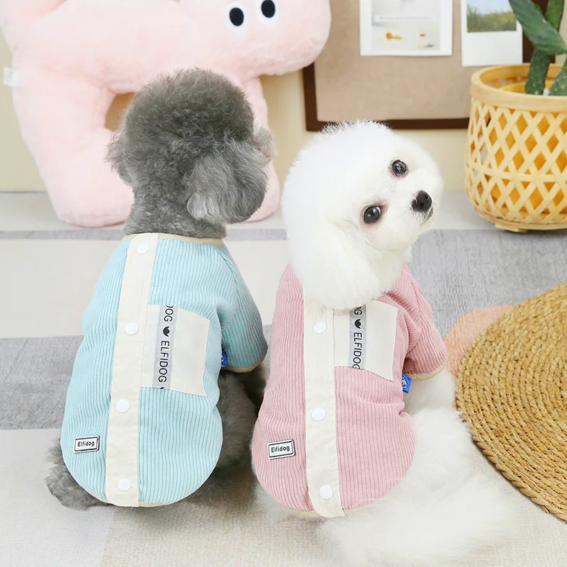 Chaqueta de pana de otoño e invierno para mascotas, forro de perro Lambswoon, oso de peluche con chaqueta de piernas de pana de invierno, ropa para perros pequeños
