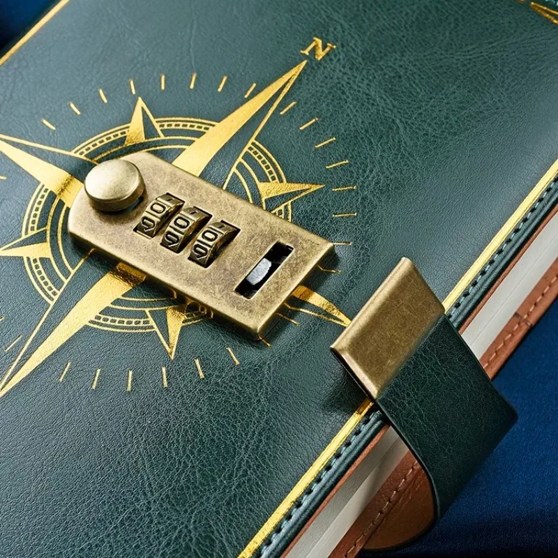 A5 creativo viajero brújula libro de contabilidad de mano estudiante Bloc de notas papelería Retro libro de contraseña - imagen 3