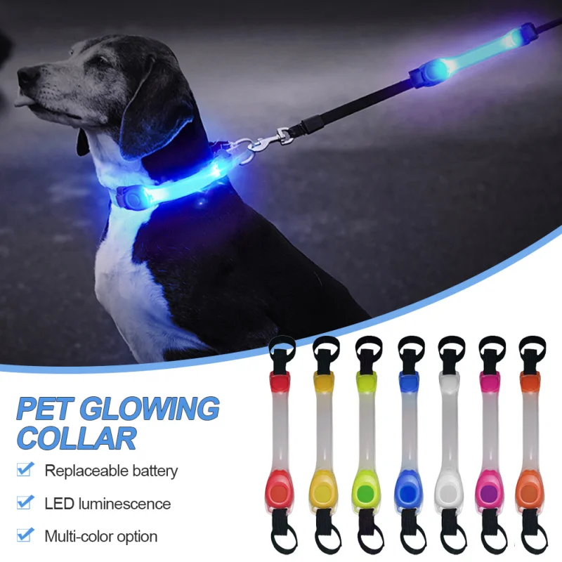 Collar brillante de seguridad antipérdida para perros, tira de luz LED intermitente de advertencia impermeable para exteriores, arnés de correa para mascotas, accesorios para perros