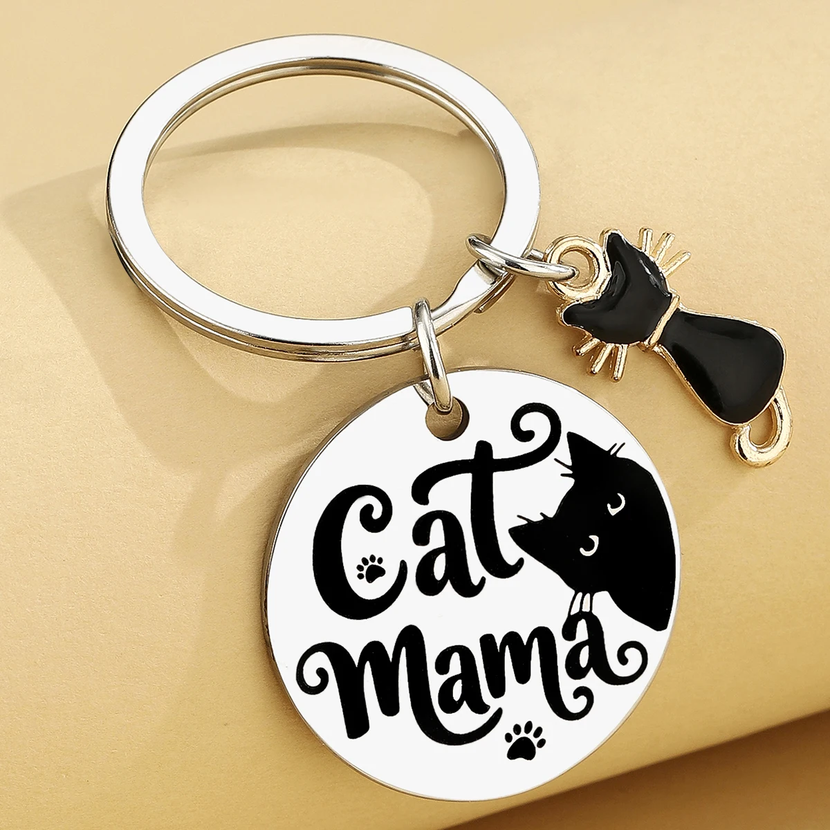 Regalos de mamá de gato para mujer, regalo único de cumpleaños para amantes de los gatos negros para mujeres y niñas, llavero divertido de gato de Halloween para mujer, regalo - imagen 2