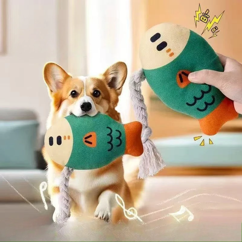 Divertidos juguetes de pez simulado para perros pequeños y grandes con chirridores, juguete para masticar duradero para perros, productos para mascotas - imagen 2