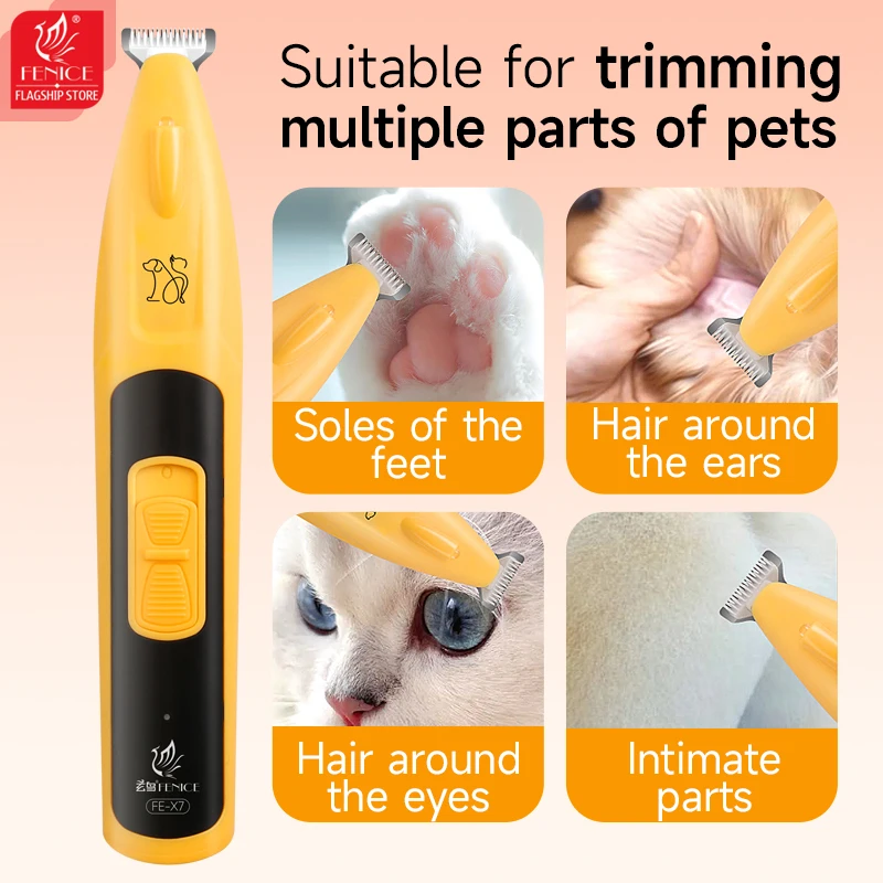 Fenice-cortadora de pata de perro y gato, pelo de orejas, ojos, zona íntima, con luz LED, cortadora de pelo para mascotas, cortadora de perros para el cuidado, hoja ancha de 18mm - imagen 4
