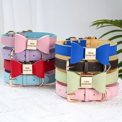 Collar de cuero grabado para perro y gato - Personalizable y ajustable