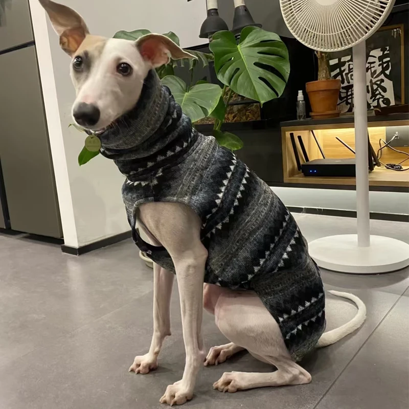 Chaleco para perro de cuello alto a rayas, color gris y negro, para galgo, sin mangas, ropa de alta elasticidad para Whipbit en otoño, primavera - imagen 5
