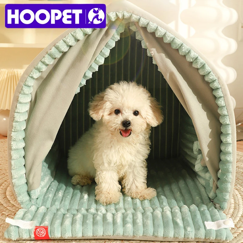 HOOPET-casa cerrada para perros, nido a prueba de viento para perros y gatos con cortina de puerta, tienda portátil para gatos al aire libre, Villa para perros, perrera para dormir