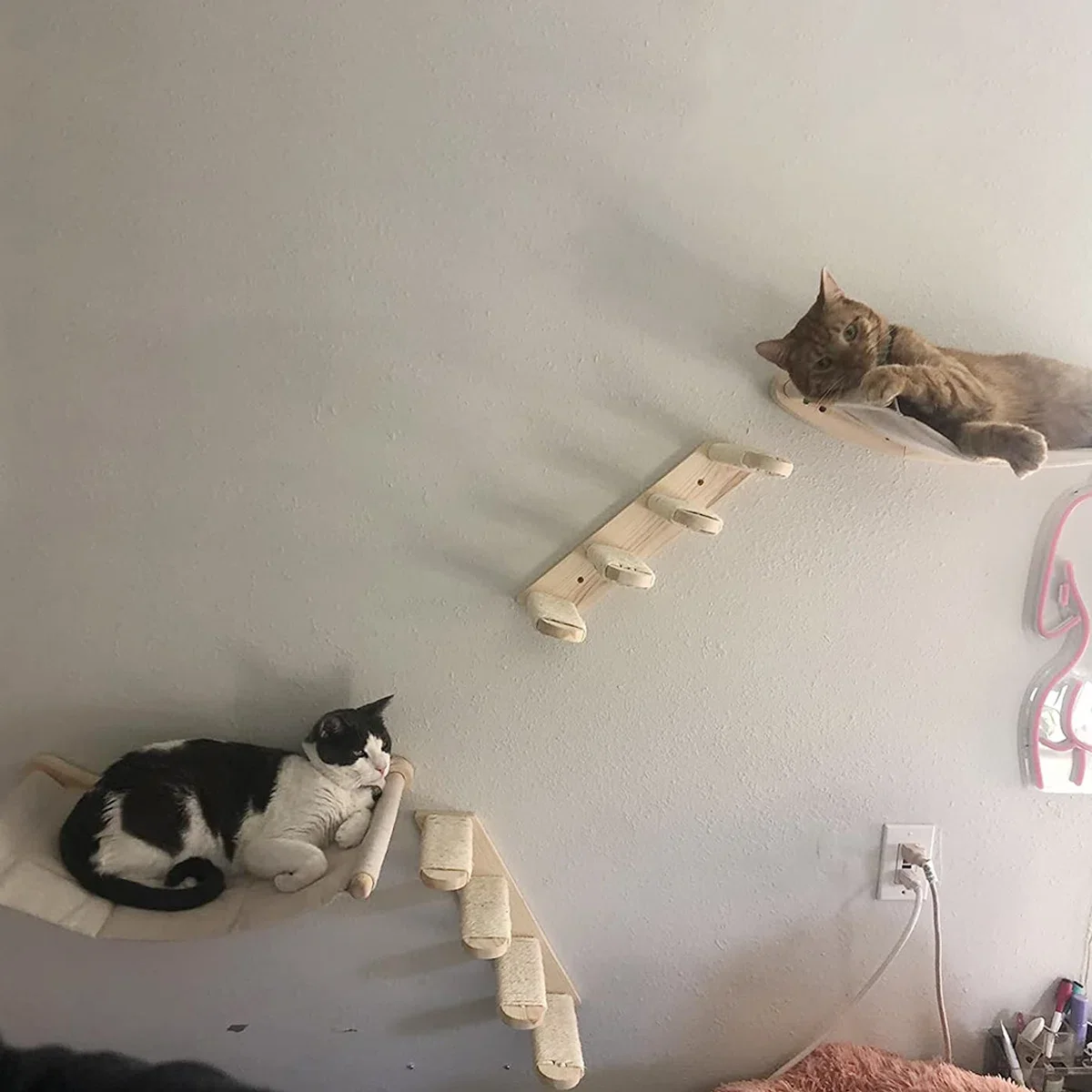 Estantes de escalada para gatos, árbol para gatos montado en la pared, poste rascador de Sisal, hamaca con Pedal, parque infantil para gatos, accesorios para gatos - imagen 5