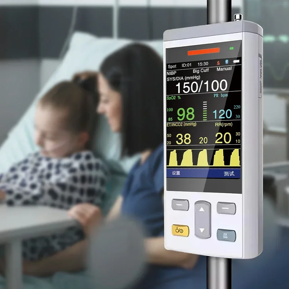 PC100E Monitor de paciente portátil de 3 parámetros para adultos y niños recién nacidos SpO2 NIBP ETCO2 monitoreo de signos vitales - imagen 4
