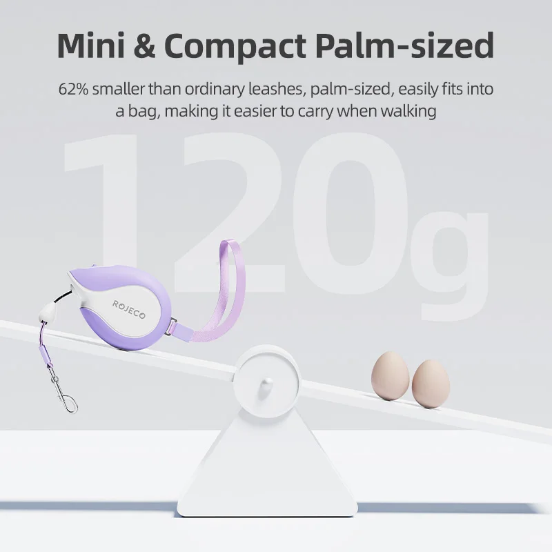 ROJECO Mini correa retráctil automática para perros, cuerda extensible de 3M para viajes al aire libre, caminar, senderismo, mascotas, gatos, perros, cuerda de tracción - imagen 2