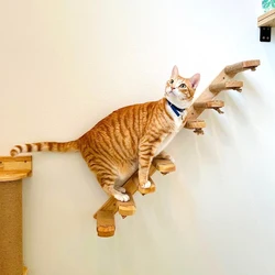 Escalera trepadera de pared para gatos – Madera y sisal natural