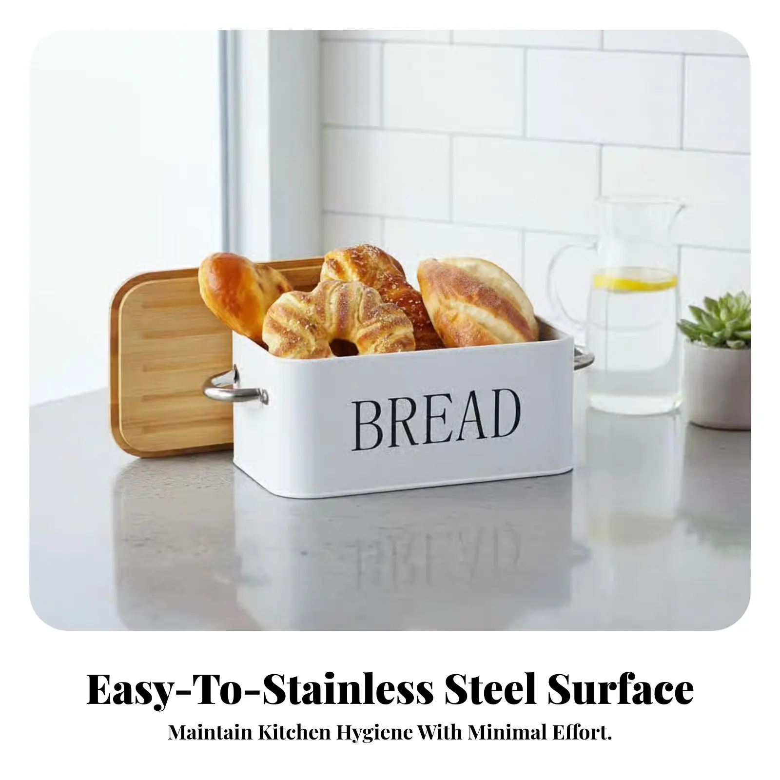 Contenedor de pan 2 en 1 - diseño metálico apto para alimentos - imagen 3
