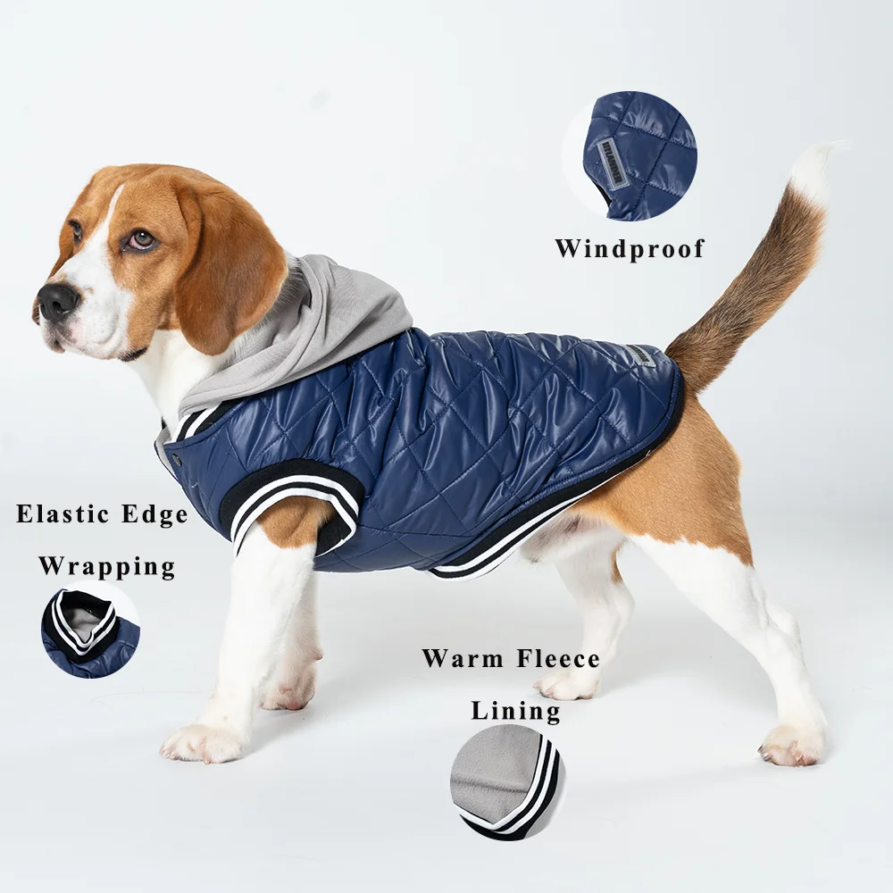 Chaqueta con capucha para perro grande, traje acolchado de lana cálida, ropa para perros pequeños, Otoño e Invierno, ropa para perros - imagen 2