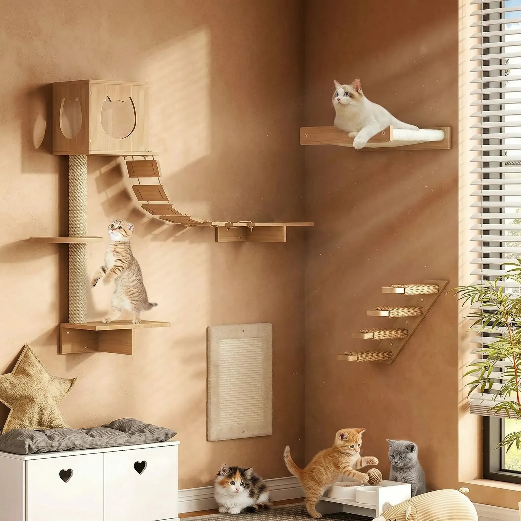 Estantes trepadores con torre de escalada para gato - imagen 3