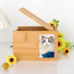 Urna de bambú con marco para cenizas de perros y gatos