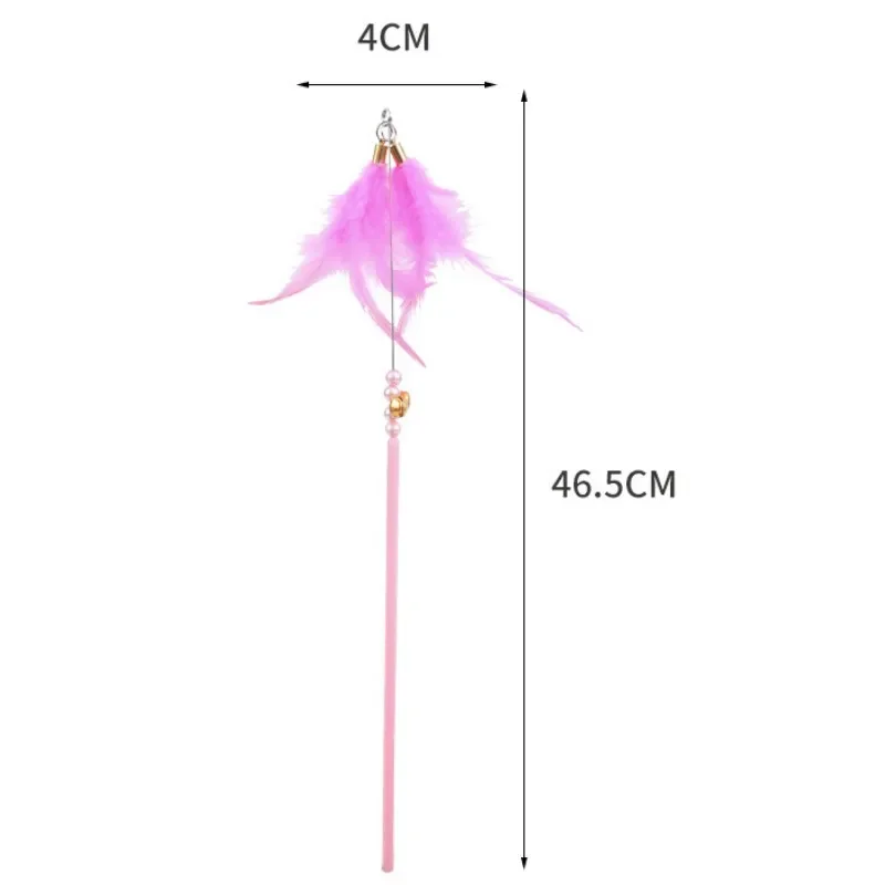 Juguetes para gatos, palo de Teaser para gatos con plumas, juguetes interactivos para gatos con mango largo, juguete de Teaser para gatos con campana, juguete de burlas de plumas, productos para mascotas - imagen 4