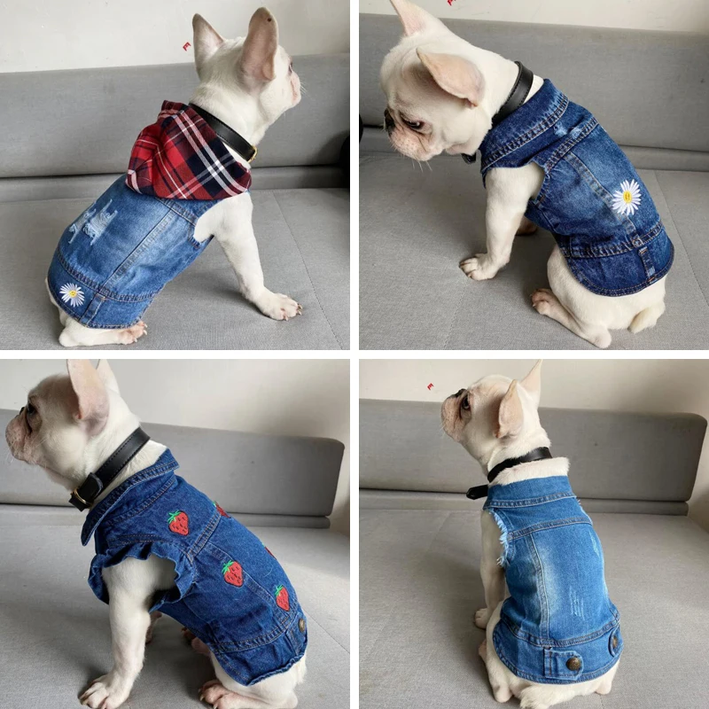 Chaleco vaquero de primavera para perros, ropa Shih Tzu para perros pequeños, Yorkshire Terrier, chaqueta vaquera para cachorros, ropa para Chihuahua, ropa para gatos - imagen 2