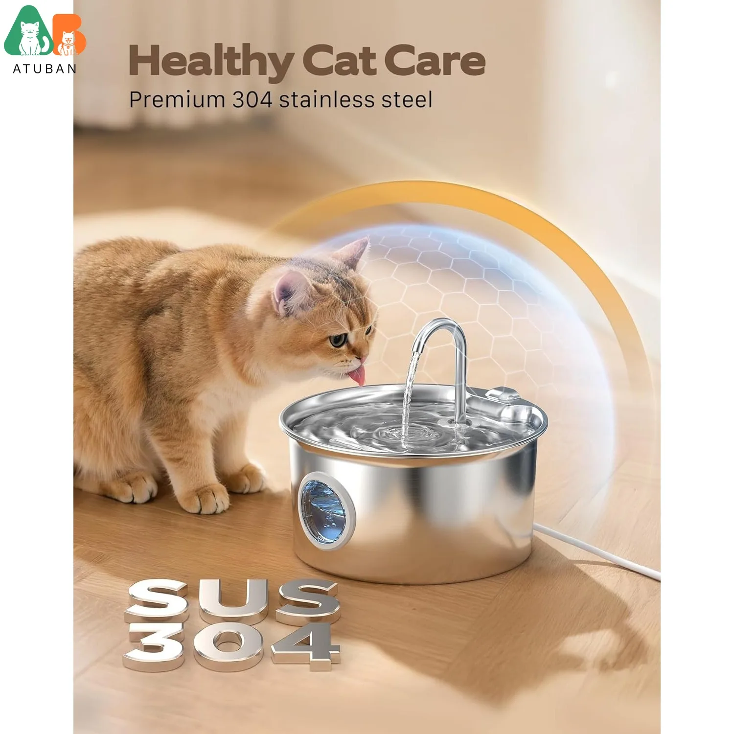 Fuente de agua inoxidable silenciosa para gatos y perros – Bebedero - imagen 3