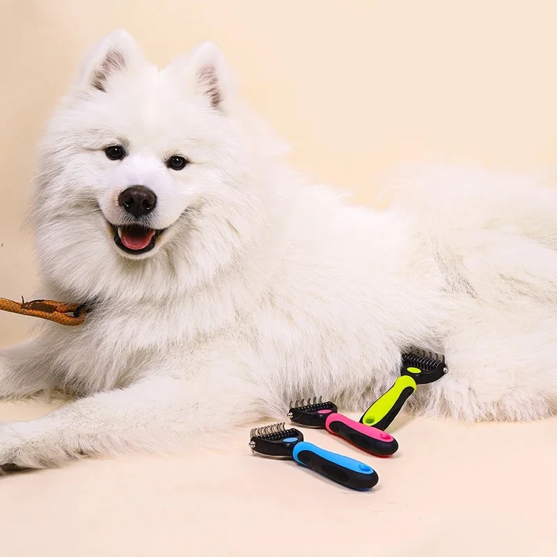 Cepillo quitapelos doble cara anti-nudos para perros y gatos - imagen 2