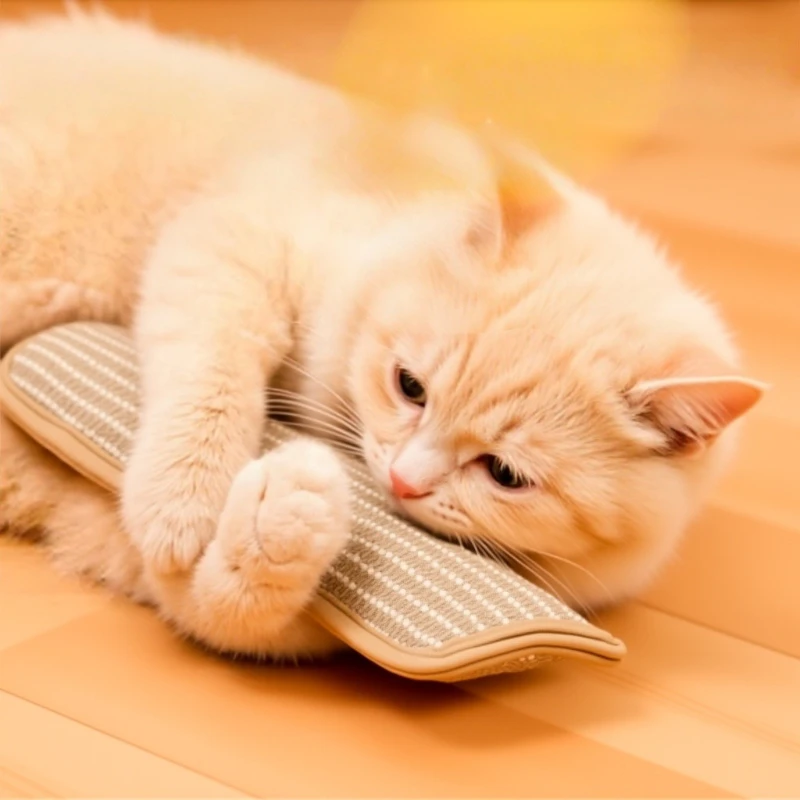 Almohada para masticar con hierba gatera con textura de yute: juguete calmante para gatos para la salud dental, el rasguño y el alivio del aburrimiento: almohadilla para abrazar de juego propio - imagen 3