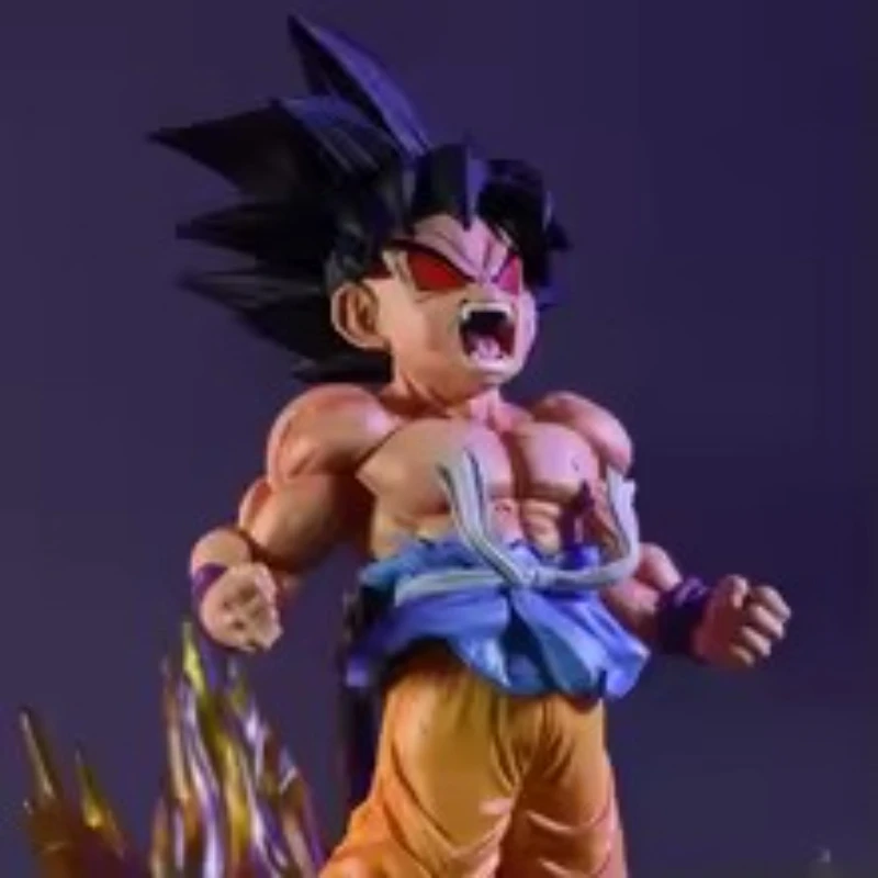 19cm BANDAI Dragon Ball SHK Kai Ape Series Son Goku Super Saiyan four Anime Glow Black Hair Goku Figure PVC Anime Model Ornament - imagen 2