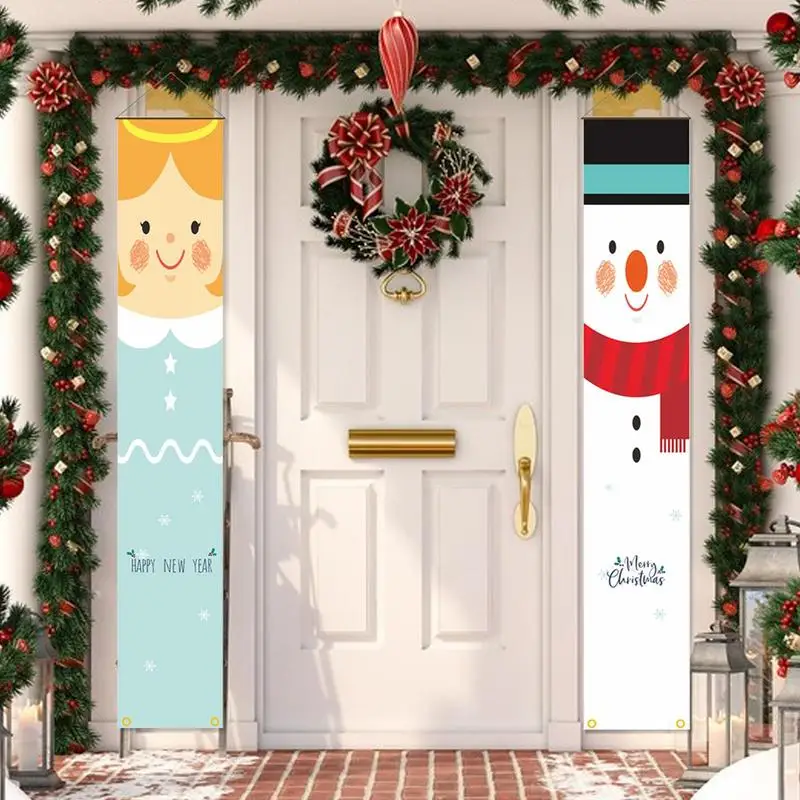 Letrero de Navidad para exteriores, cartel colgante de muñeco de nieve para puerta delantera del hogar, patio interior y exterior - imagen 4