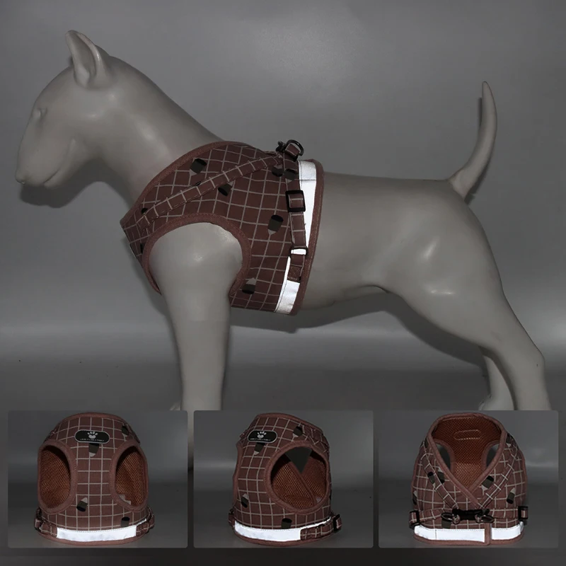 Arnés para cachorros, conjunto de correa para el pecho para mascotas, chaleco de malla reflectante para perros, arnés transpirable para perros y gatos para Chihuahua, Bulldog Francés, suministros para mascotas - imagen 4