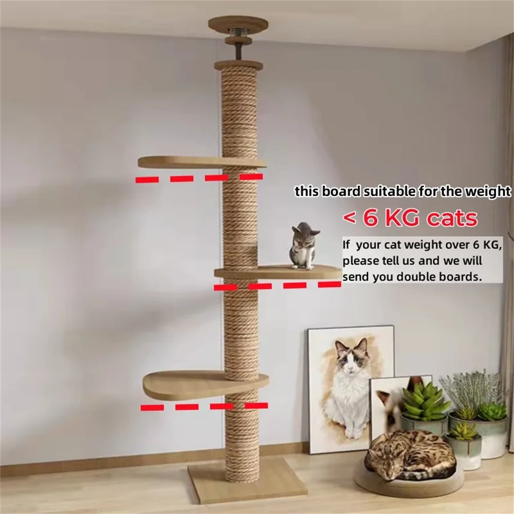 Marco de escalada ajustable para gatos, altura del suelo al techo, para casa de árbol para gatos de varios niveles, trampolín, actividad de descanso, suministros para mascotas - imagen 5