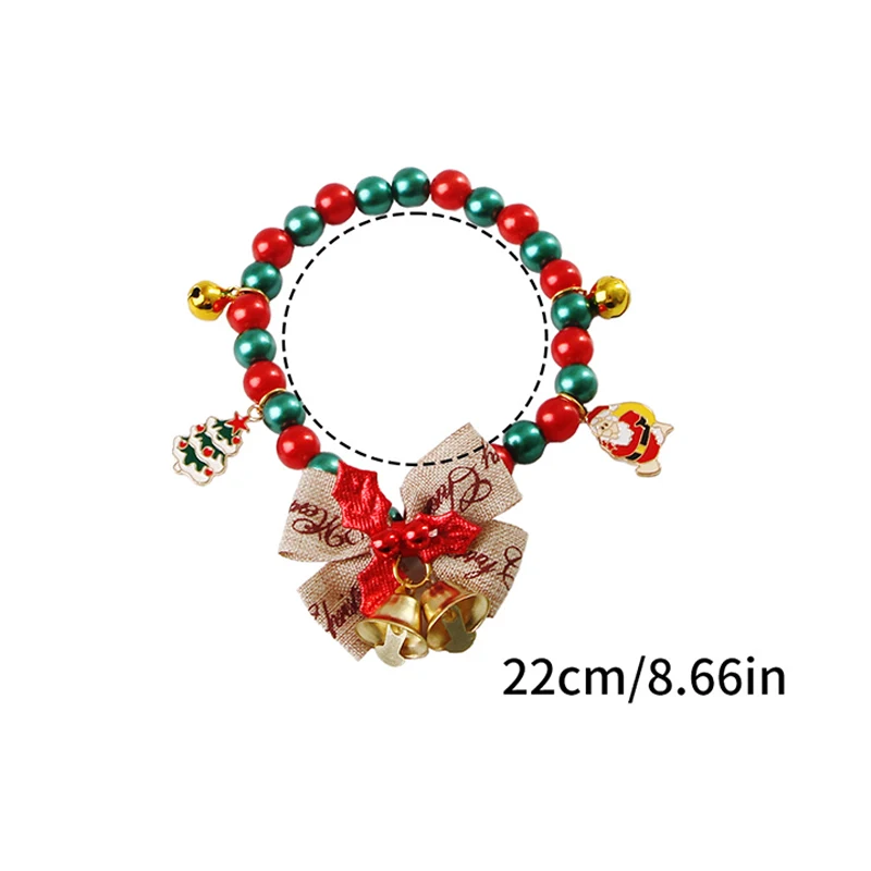 Collar navideño para mascotas, Collar para gatos, perros pequeños, Collar lujoso para perros y gatos con campana con lazo, Collar para gatitos, cachorro, fiesta de Navidad Su - imagen 2