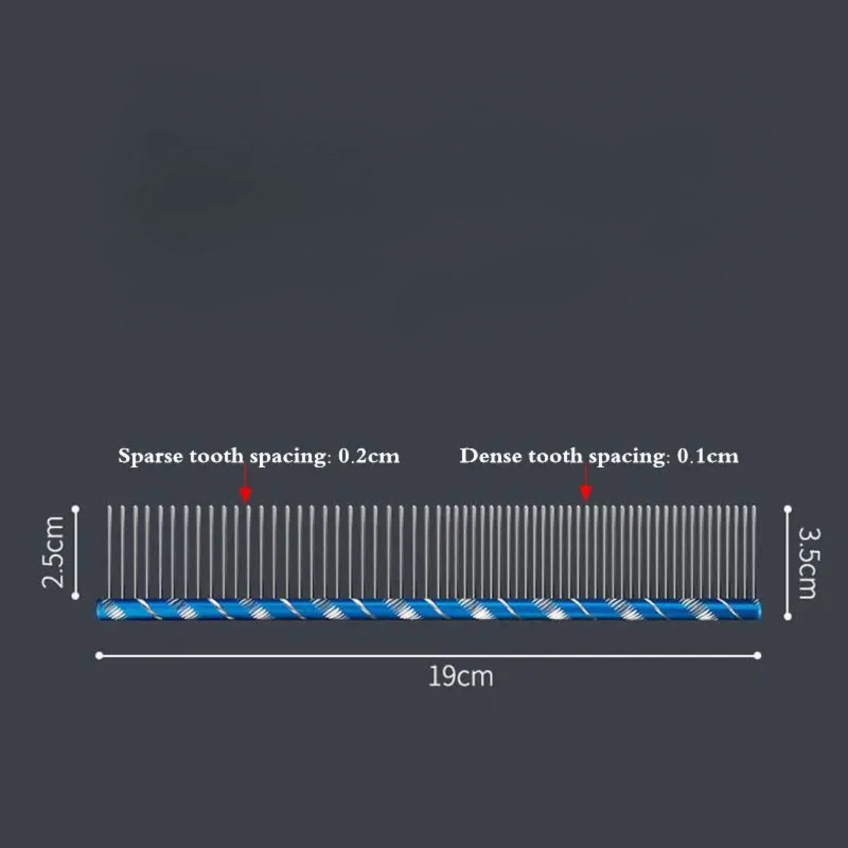 Peine para perros de 19cm/7,48 pulgadas, peine de aseo a rayas multicolor brillante, peine recto de acero inoxidable para herramientas de aseo para perros y gatos - imagen 4