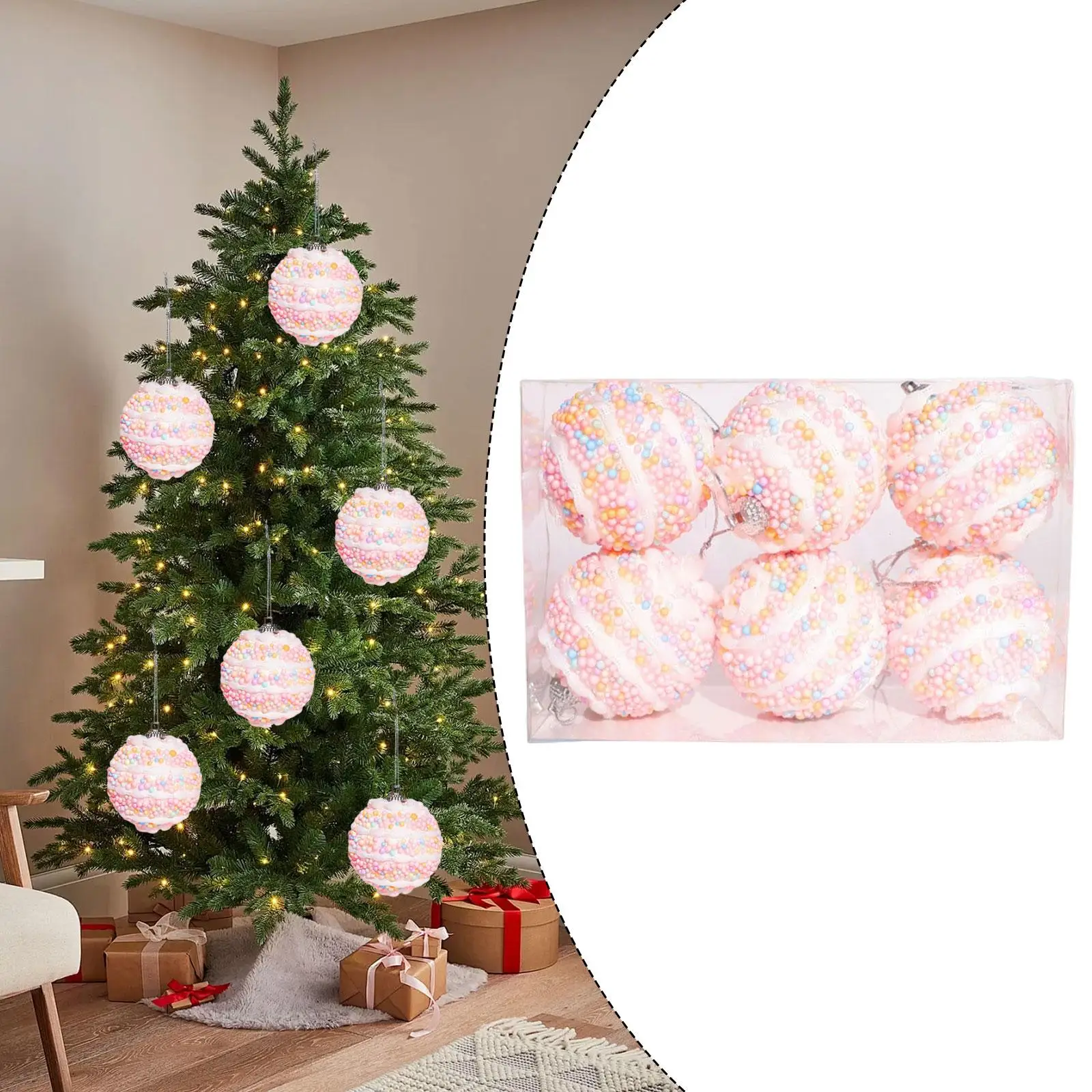 6x adornos de bolas de Navidad adornos decorativos decoraciones para árboles de Navidad colgantes para restaurante - imagen 5