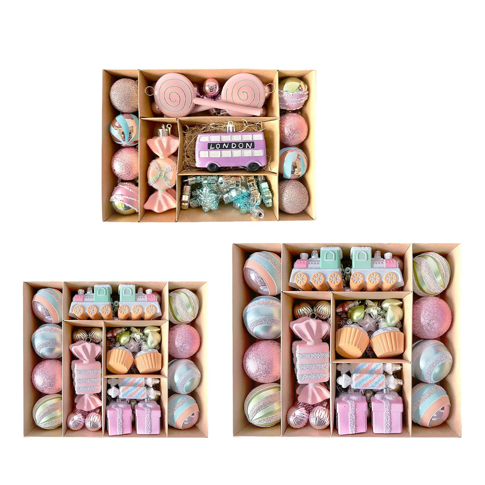 Juego de colgantes de bolas de Navidad, surtido de accesorios decorativos inastillables, decoración de Navidad para bodas, ligero - imagen 3