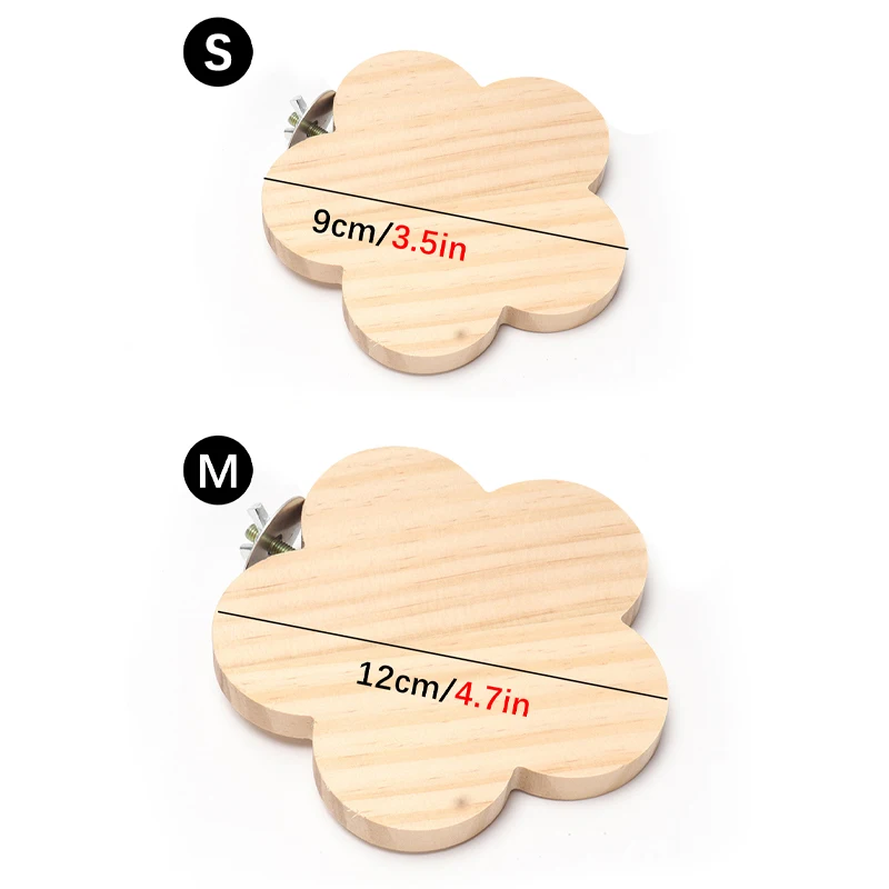 Perchas redondas de madera con forma de flor para mascotas, plataforma de juguete para loros y pájaros, estante de pie, rama de hámster, jaula para pájaros, tablero de estación para mascotas - imagen 3