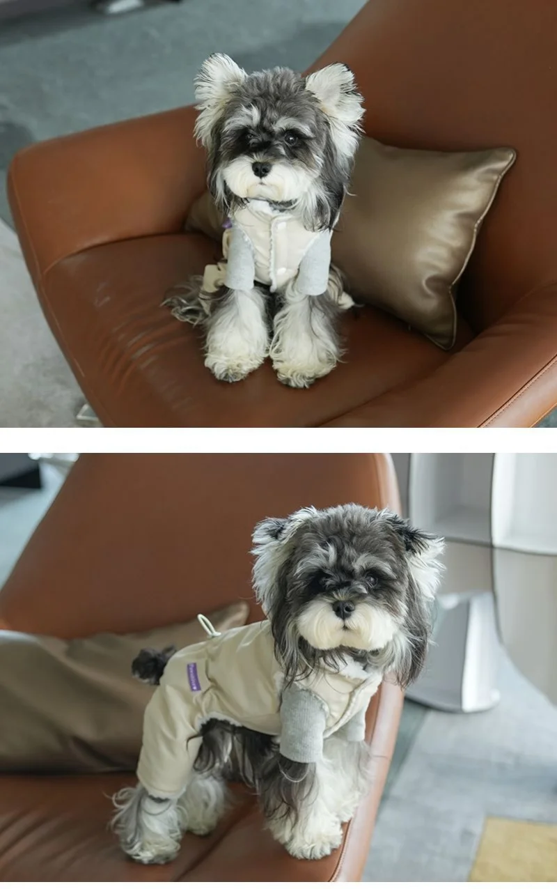 Ropa de otoño e invierno para perros, abrigo cálido con capucha de lana, ropa para perros de cuatro patas para clima frío, chaqueta a prueba de viento para perros - imagen 4