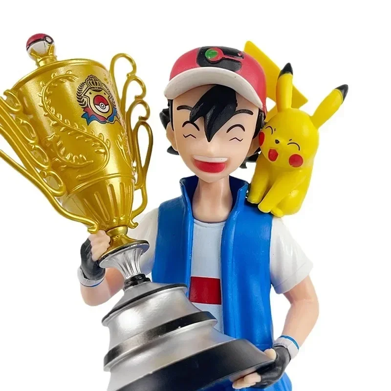 Campeón Ver de Anime Pikachu Go de 19 cm. Ash Ketchum & Pikachu PVC figura de acción estatua de dibujos animados juguetes de modelos coleccionables muñeca regalo para niños - imagen 5