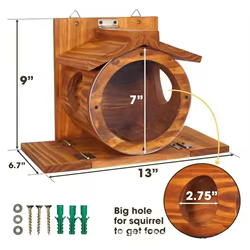 Comedero de madera para ardillas – Se monta en árbol o pared