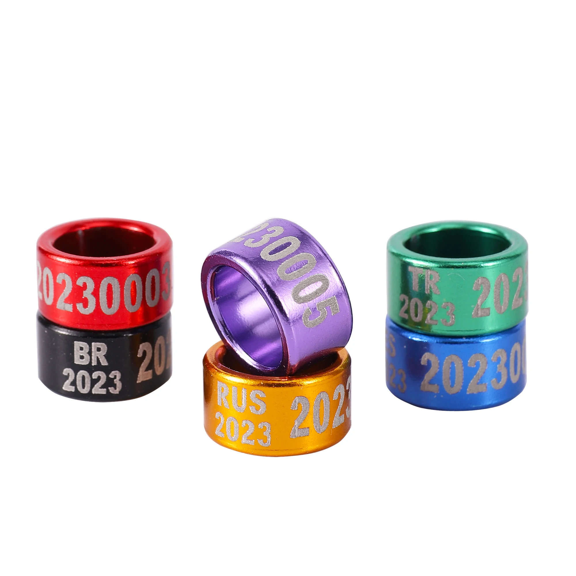 ID 8mm Anillo de pie de paloma RU US UK UA BR CZ ES DZ AU BE BY CA MA FR SA RO LK 30 Código de país + Año + Número Anillo de pie de pájaro 10 piezas - imagen 4