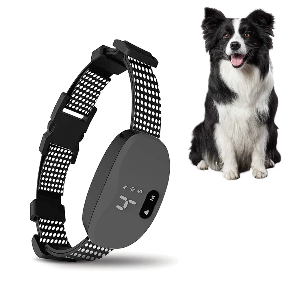 Collar inteligente antiladridos para perros, sonido de vibración de descarga eléctrica con LED para perros pequeños y grandes, Collar ajustable de entrenamiento sin ladridos